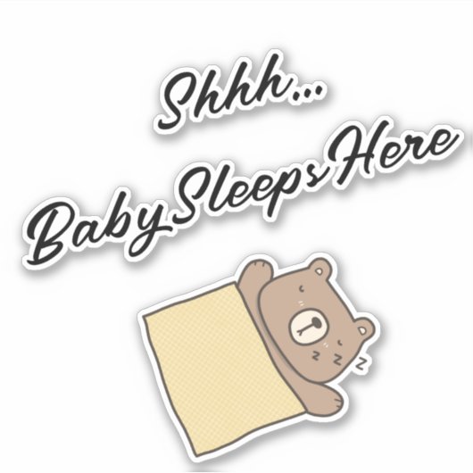SHH Baby Slaapplaatsen Hier Venster Sticker Deurte (Voorkant)