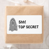 SHH Cartoon Ghost Top Secret Halloween Etiket (Insitu)