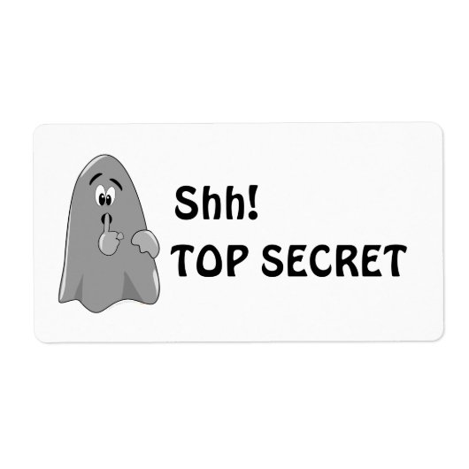 SHH Cartoon Ghost Top Secret Halloween Etiket (Voorkant)