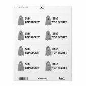 SHH Cartoon Ghost Top Secret Halloween Etiket (Full Sheet)