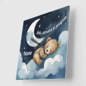 Shh... Dromen in Voortgang Slapen Beer Vierkante Klok (Hoek)