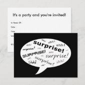 SHH! Het is een verrassingsfeest! : komische spraa Kaart (Voorkant / Achterkant)