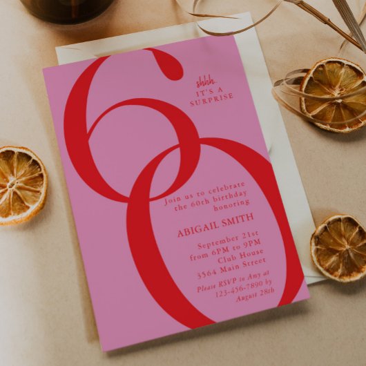 Shh It's a Surprise 60th Birthday Party Kaart