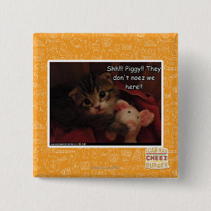 Shh!! Piggy! Vierkante Button 5,1 Cm