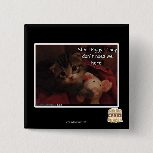 Shh!! Piggy! Vierkante Button 5,1 Cm (Voorkant)