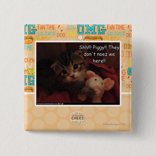 Shh!! Piggy! Vierkante Button 5,1 Cm (Voorkant)