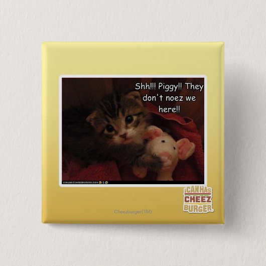 Shh!! Piggy! Vierkante Button 5,1 Cm (Voorkant)