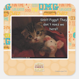 Shh!! Piggy! Vierkante Sticker