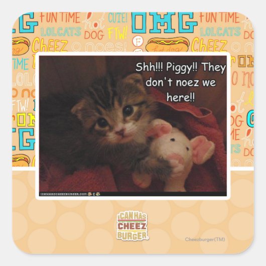 Shh!! Piggy! Vierkante Sticker (Voorkant)