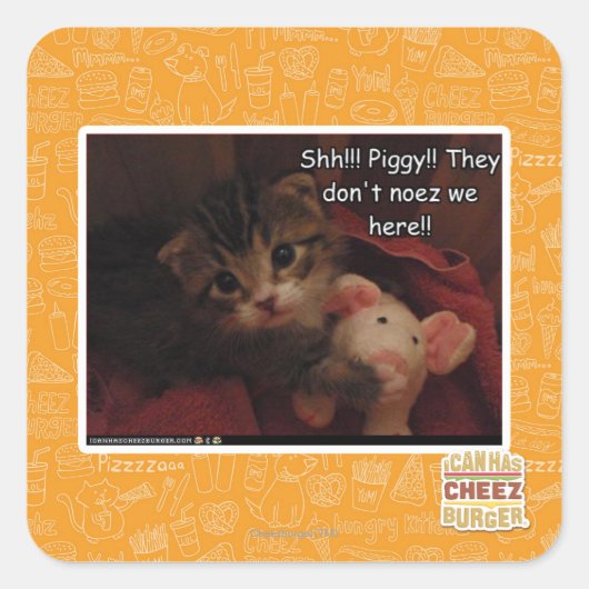 Shh!! Piggy! Vierkante Sticker (Voorkant)