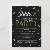 Shh Surprise Birthday Party Faux Glitter Confetti Kaart (Voorkant)