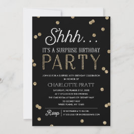 Shh Surprise Birthday Party Faux Glitter Confetti Kaart