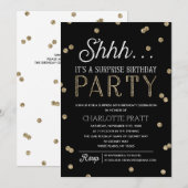 Shh Surprise Birthday Party Faux Glitter Confetti Kaart (Voorkant / Achterkant)