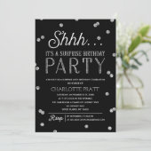 Shh Surprise Birthday Party Faux Glitter Confetti Kaart (Staand voorkant)