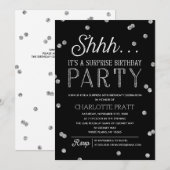 Shh Surprise Birthday Party Faux Glitter Confetti Kaart (Voorkant / Achterkant)