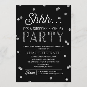 Shh Surprise Birthday Party Faux Glitter Confetti Kaart