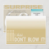Shh Surprise Birthday Party Invitation | Goud Kaart (Voorkant / Achterkant)