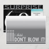 Shh Surprise Birthday Party Invitation | Zilver Kaart (Voorkant / Achterkant)
