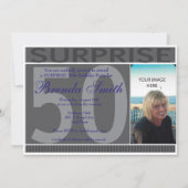 Shh Surprise Birthday Party Invitation | Zwart Kaart (Achterkant)