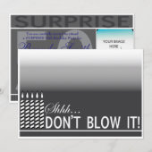 Shh Surprise Birthday Party Invitation | Zwart Kaart (Voorkant / Achterkant)