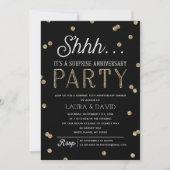Shh Surprise Glitter Confetti Jubileum Party Kaart (Voorkant)