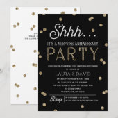 Shh Surprise Glitter Confetti Jubileum Party Kaart (Voorkant / Achterkant)