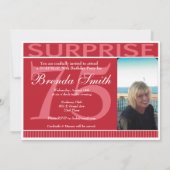 Shh Surprise verjaardagsfeestje uitnodiging | Red (Achterkant)
