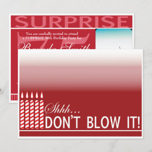 Shh Surprise verjaardagsfeestje uitnodiging   Red