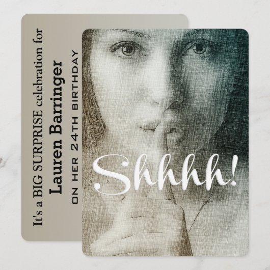 Shh! Unieke Chic Fun Surprise-partij Kaart (Voorkant / Achterkant)