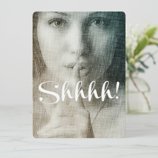 Shh! Unieke Chic Fun Surprise-partij Kaart (Staand voorkant)