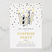 Shh... Verpest het niet! Kaarsen Verrassing Verjaa Folie Uitnodiging (Voorkant)