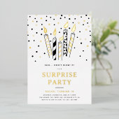 Shh... Verpest het niet! Kaarsen Verrassing Verjaa Folie Uitnodiging (Staand Voorkant)