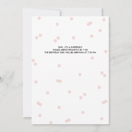 Shh Verrassing Verjaardagsfeest Roze en schoolbord Kaart (Achterkant)