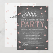 Shh Verrassing Verjaardagsfeest Roze en schoolbord Kaart (Voorkant / Achterkant)
