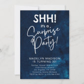 SHH! Verrassingsverjaardagsfeestje Navy Blue Water Kaart (Voorkant)