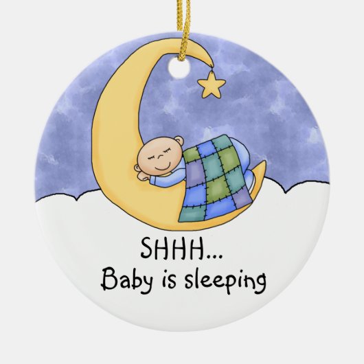 Shhh Baby slaapdeur Hanger Keramisch Ornament (Voorkant)