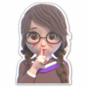 Shhh! Bibliothecaris op dienst Sticker | Schattig  (Voorkant)