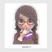 Shhh! Bibliothecaris op dienst Sticker | Schattig  (Vel)