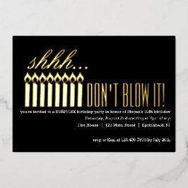 Shhh.. BLAUW HET NIET! Surprise Birthday Folie Uitnodiging