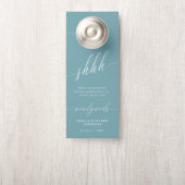 SHHH Blauwgroen wit niet storen bruiloft Deurhanger (Op knop)