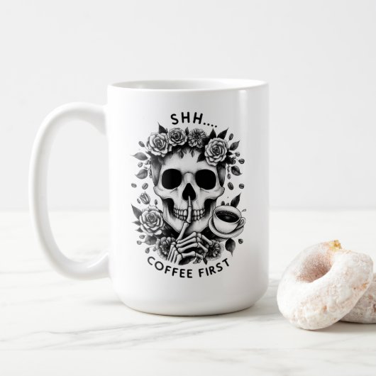 Shhh...Coffee First Skull Mok (Met donut)