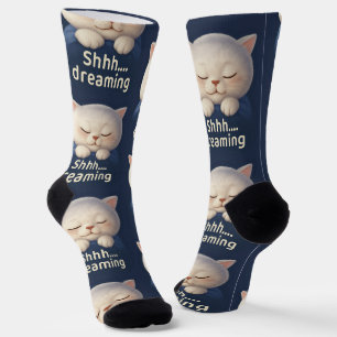 Shhh Dromende Kat: Knus Slaapkleed Bao Bao Sticker Sokken