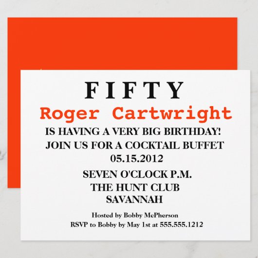 SHHH, Enterprise Fiftieth Birthday party Invitatio Kaart (Voorkant / Achterkant)