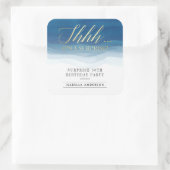 Shhh... | Goud en Waterverf Verrassingsverjaardag Vierkante Sticker (Tas)