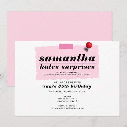 Shhh! Haat Verrassingen Modern Grappig Verjaardags Kaart (Voorkant / Achterkant)