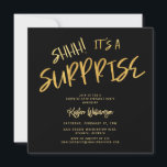 Shhh! Het is een Surprise 50th Birthday Gold Black Kaart<br><div class="desc">Shhh! Het is een Surprise 50th Birthday Gold Black Invitation Uw gasten zullen weten dat dit een speciaal feest zal zijn door gewoon naar deze uitnodiging te kijken!</div>