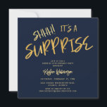 Shhh! Het is een Surprise 50th Birthday Gold Blue Kaart<br><div class="desc">Shhh! Het is een Surprise 50th Birthday Gold Blue Uitnodiging Uw gasten zullen weten dat dit een speciaal feest zal zijn door gewoon naar deze uitnodiging te kijken!</div>