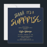Shhh! Het is een Surprise 50th Birthday Gold Blue Kaart<br><div class="desc">Shhh! Het is een Surprise 50th Birthday Gold Blue Uitnodiging Uw gasten zullen weten dat dit een speciaal feest zal zijn door gewoon naar deze uitnodiging te kijken!</div>