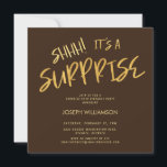 Shhh! Het is een Surprise 50th Birthday Gold Brown Kaart<br><div class="desc">Shhh! Het is een Surprise 50th Birthday Gold Brown uitnodiging Uw gasten zullen weten dat dit een speciaal feest zal zijn door gewoon naar deze uitnodiging te kijken!</div>