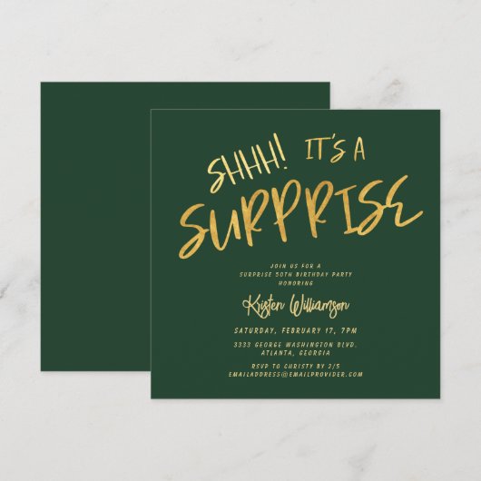 Shhh! Het is een Surprise 50th Birthday Gold Green Kaart (Voorkant / Achterkant)
